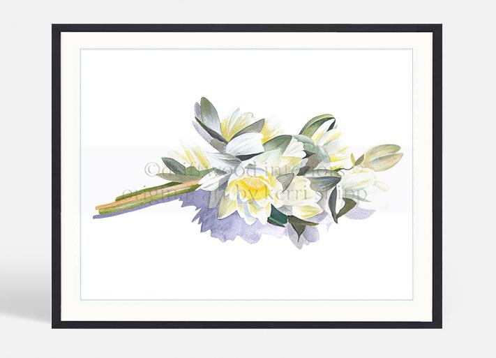 Botanical Wall Art Print | Waterlily Bouquet