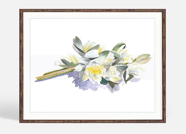 Botanical Wall Art Print | Waterlily Bouquet