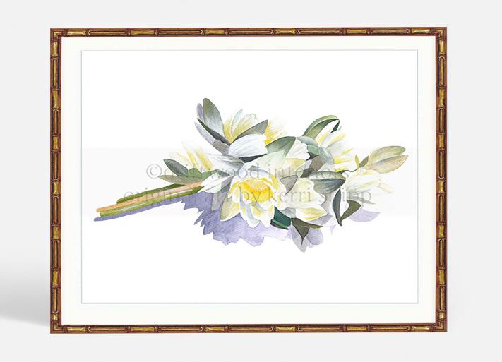 Botanical Wall Art Print | Waterlily Bouquet