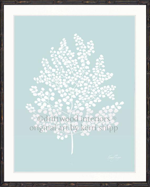 White Fern II on Duck Egg Blue - Driftwood Interiors