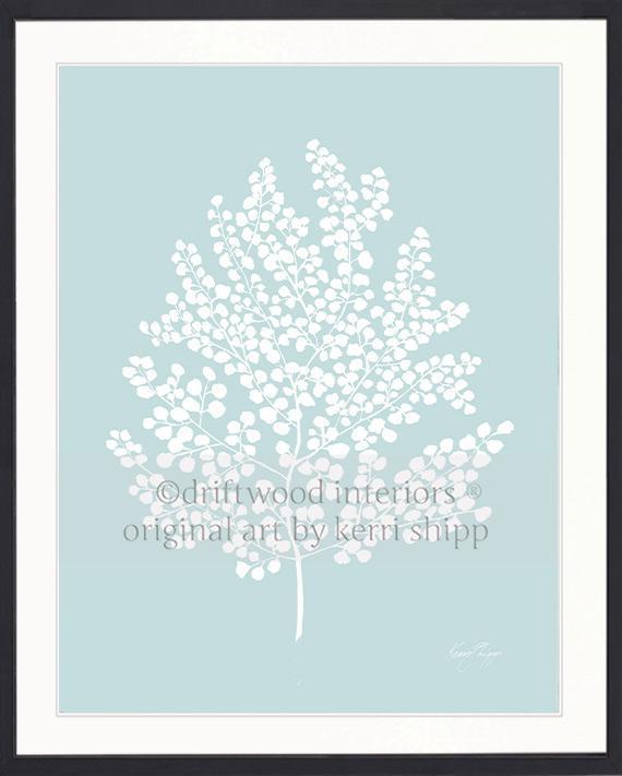 White Fern II on Duck Egg Blue - Driftwood Interiors