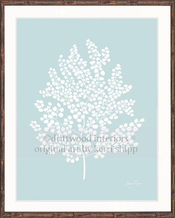 White Fern II on Duck Egg Blue - Driftwood Interiors