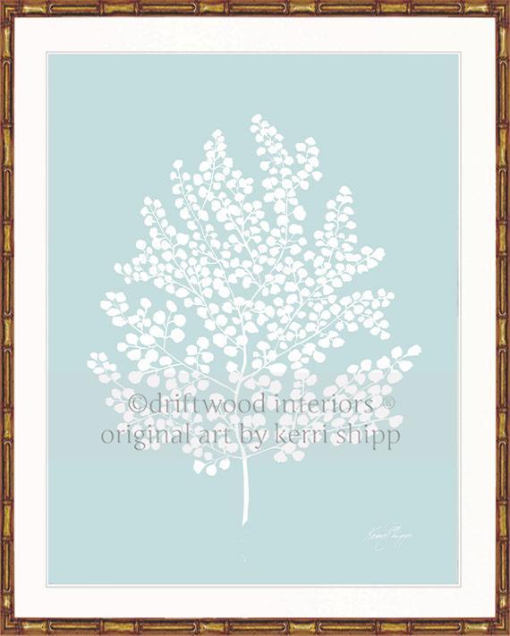 White Fern II on Duck Egg Blue - Driftwood Interiors