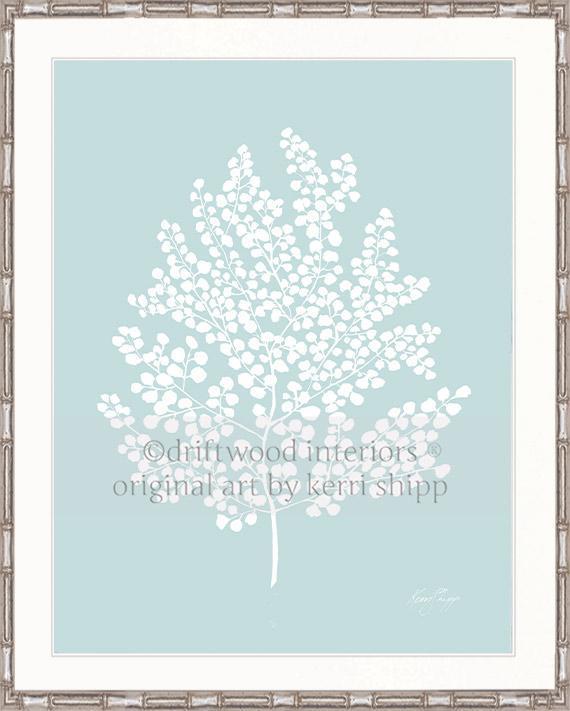 White Fern II on Duck Egg Blue - Driftwood Interiors