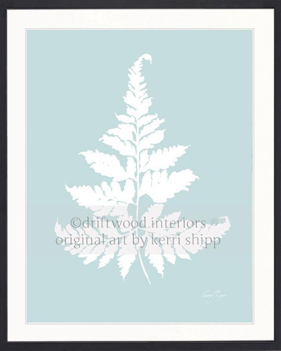 White Fern IV on Duck Egg Blue - Driftwood Interiors