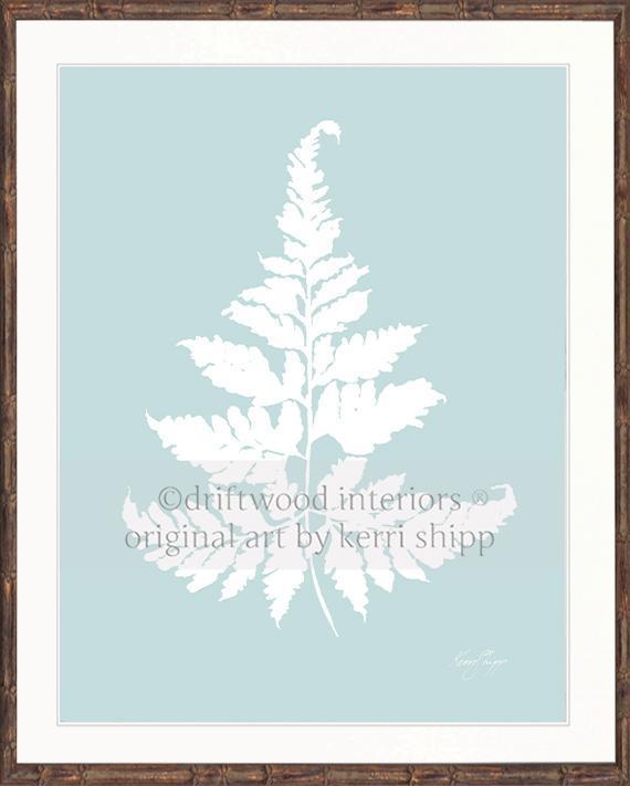 White Fern IV on Duck Egg Blue - Driftwood Interiors