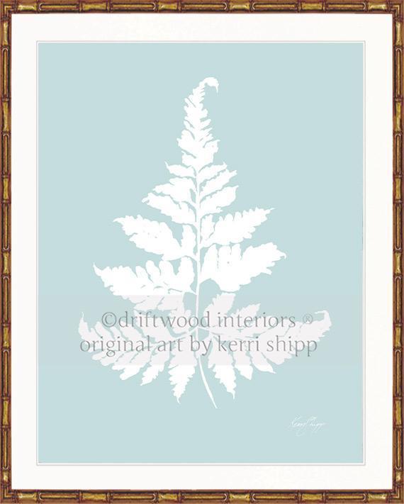 White Fern IV on Duck Egg Blue - Driftwood Interiors