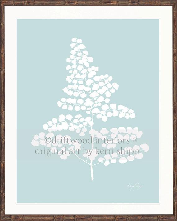 Wall Art Australia - White Fern V Wall Art Print in brown bamboo frame - Driftwood Interiors
