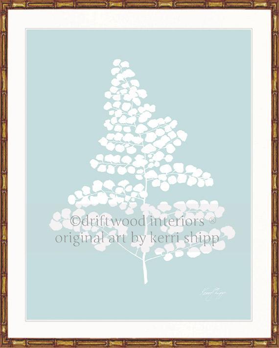 Wall Art Australia - White Fern V Wall Art Print in gold bamboo frame - Driftwood Interiors