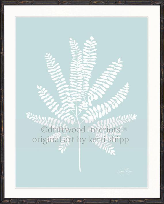 Wall Art Australia - White Fern VI Wall Art Print in black bamboo frame - Driftwood Interiors