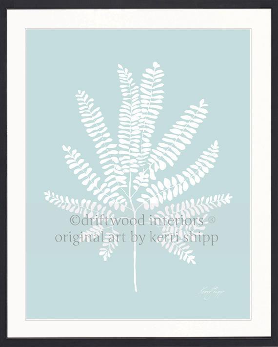 Wall Art Australia - White Fern VI Wall Art Print in black timber frame - Driftwood Interiors