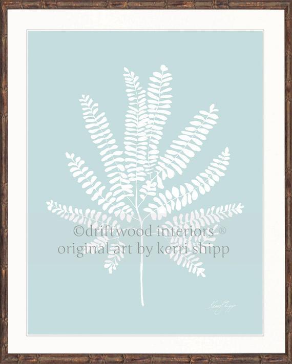 Wall Art Australia - White Fern VI Wall Art Print in brown bamboo frame - Driftwood Interiors