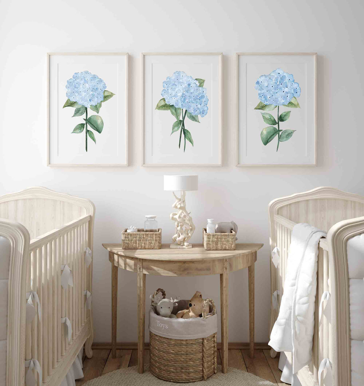 Pale Blue Hydrangea Set of 3 Prints