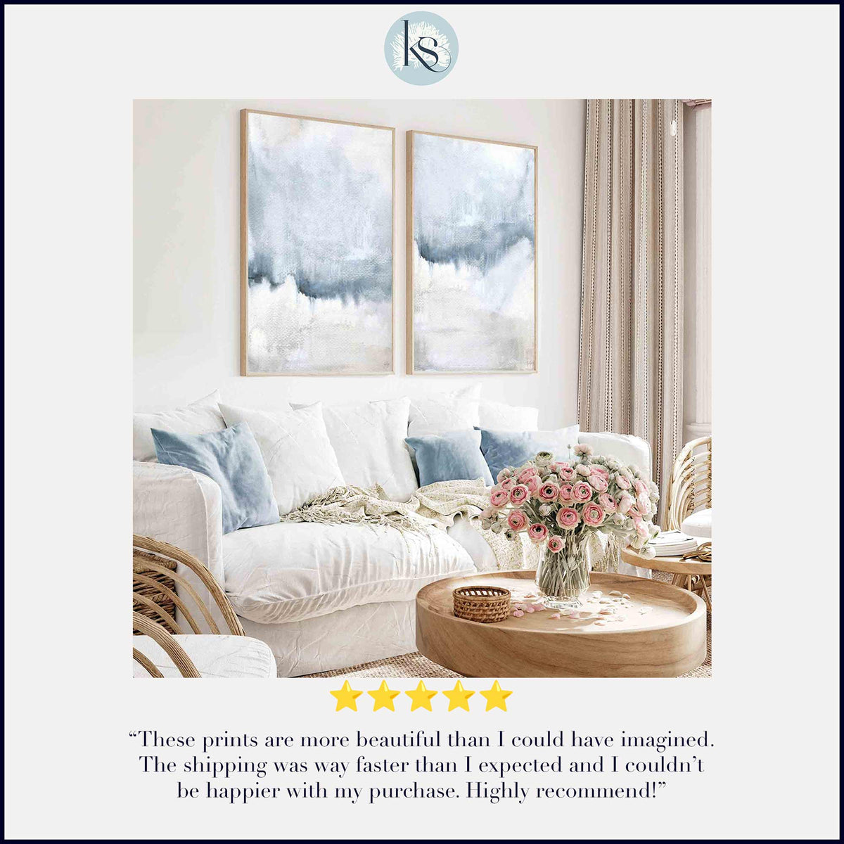 Abstract Seascape Wall Art Print - Set of 2