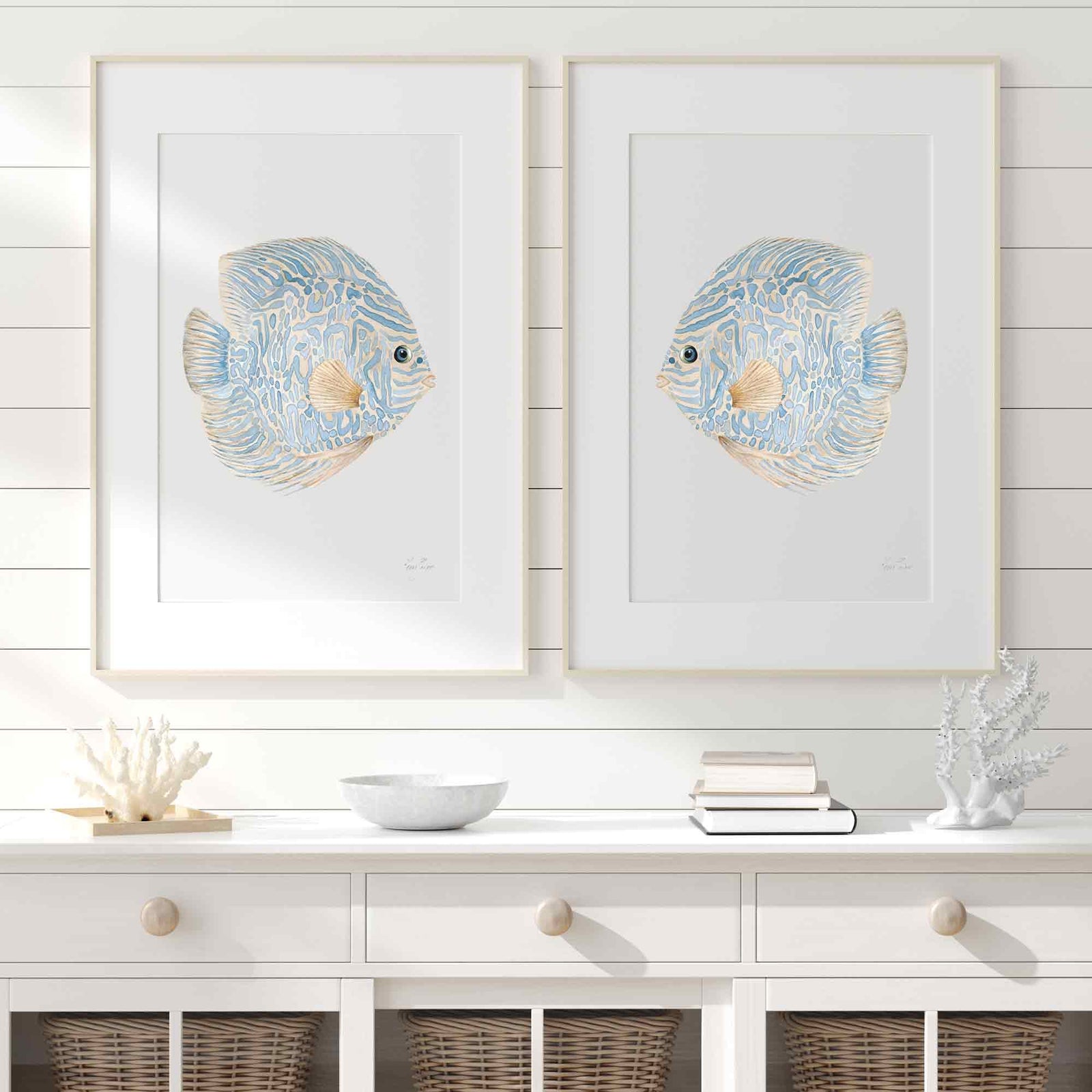 Abstract Tropical Discus Fish Set of 2 Prints