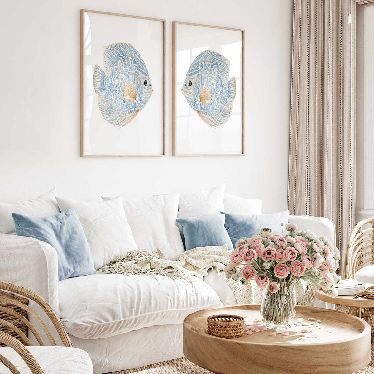 Abstract Tropical Discus Fish Set of 2 Prints