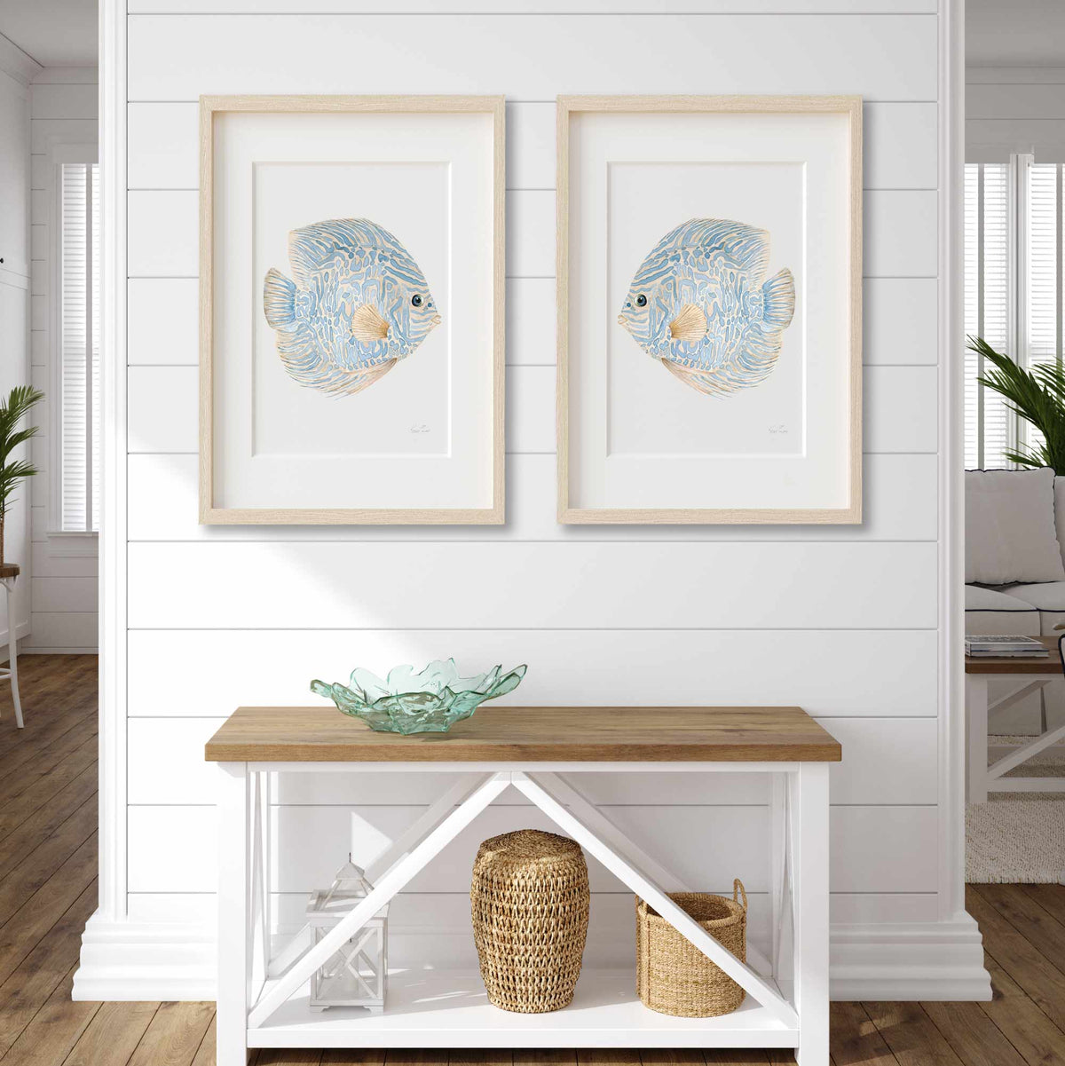 Abstract Tropical Discus Fish Set of 2 Prints