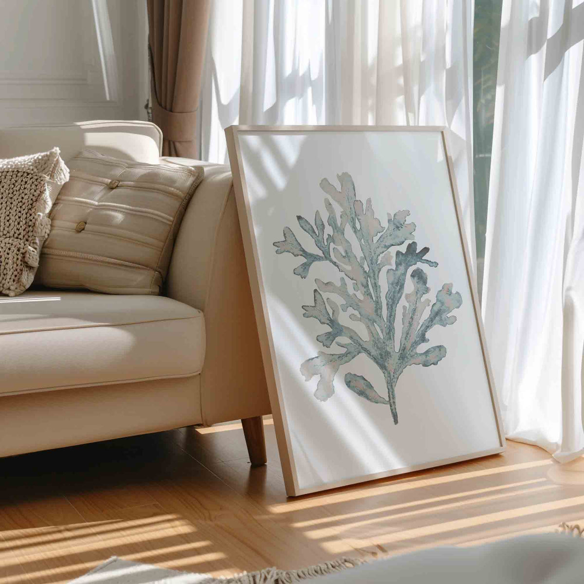Green Beige Coastal Wall Art Set