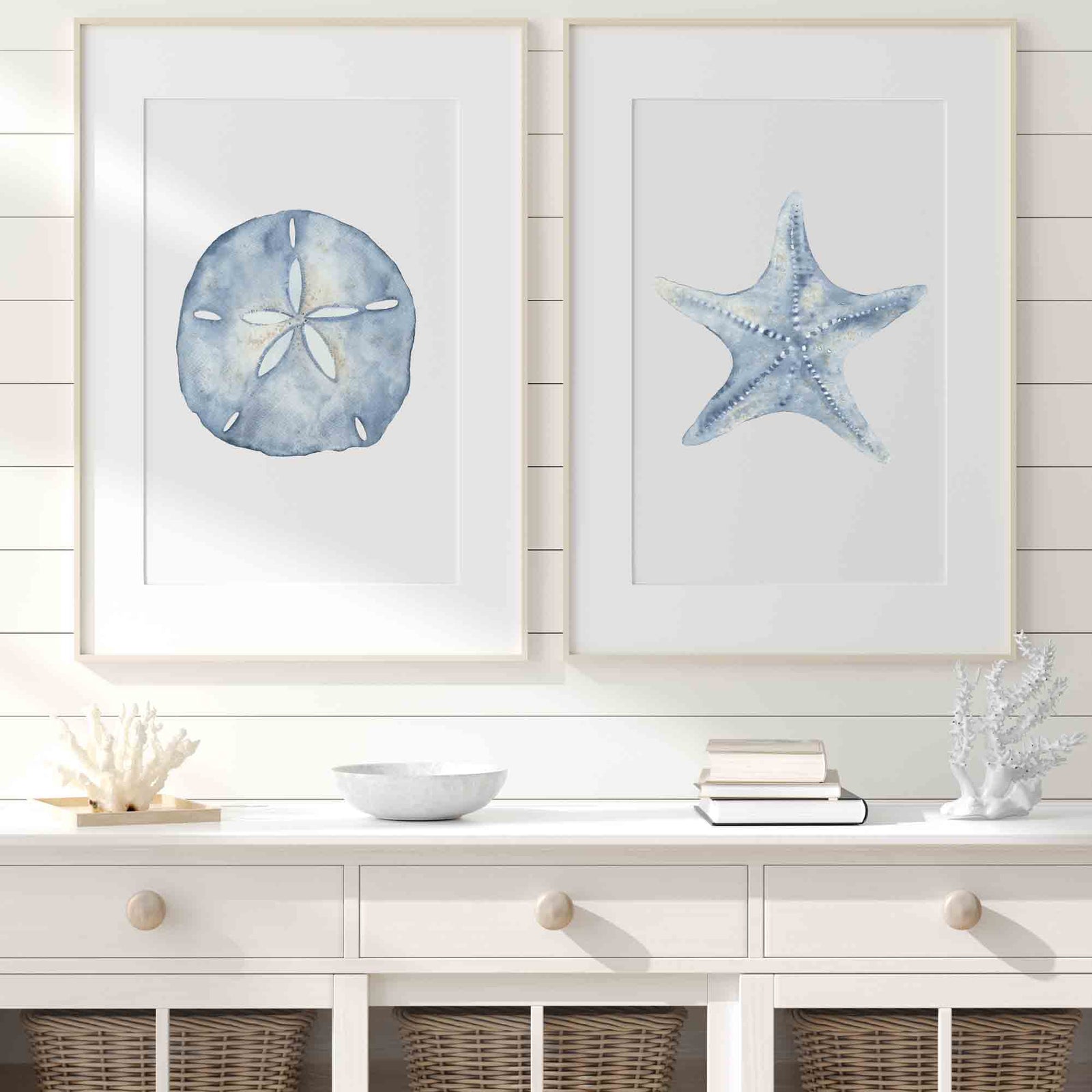 Coastal Wall Art | Starfish & Sand Dollar Print Set