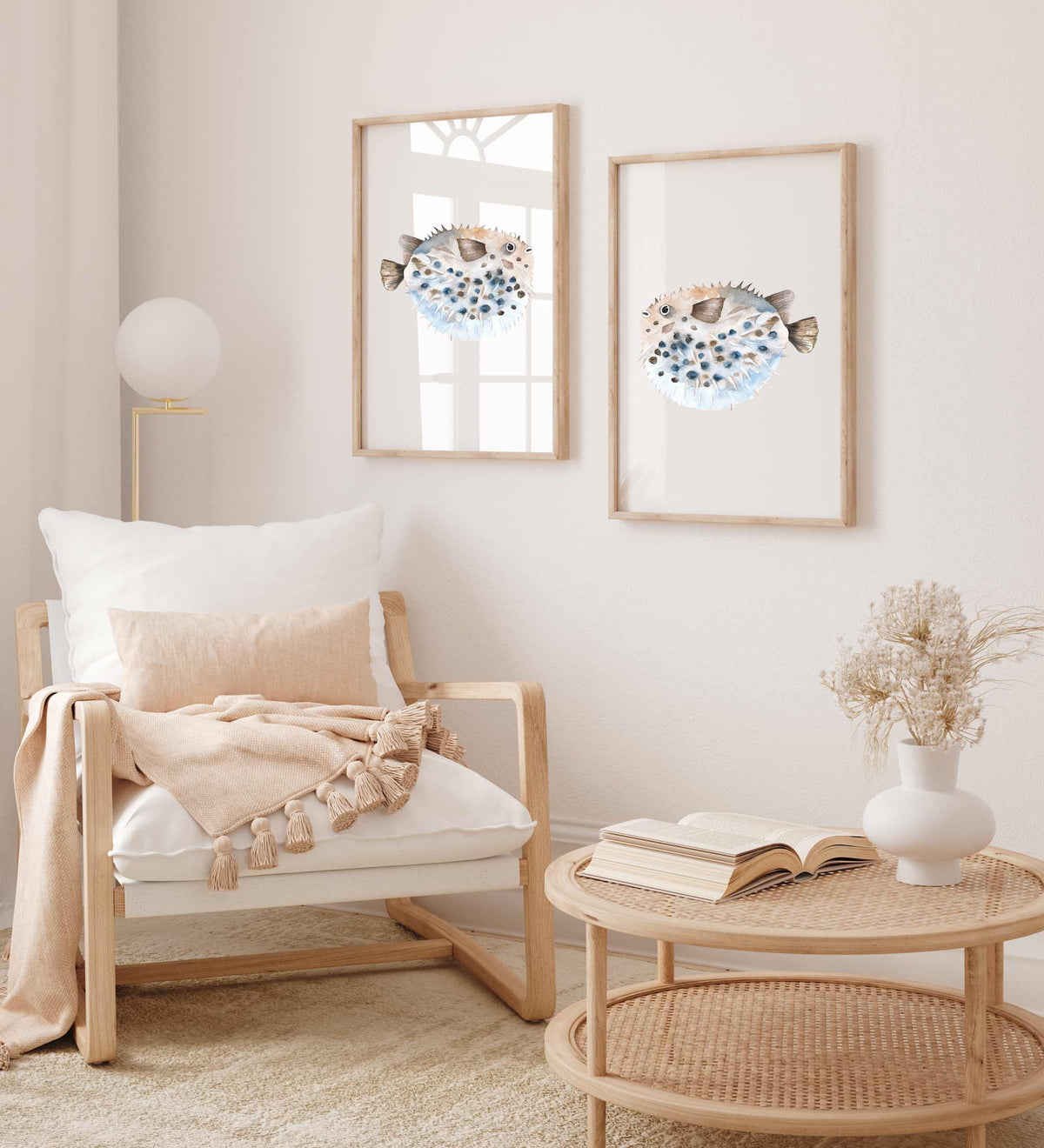 Tropical Puffer Fish Set of 2 Prints