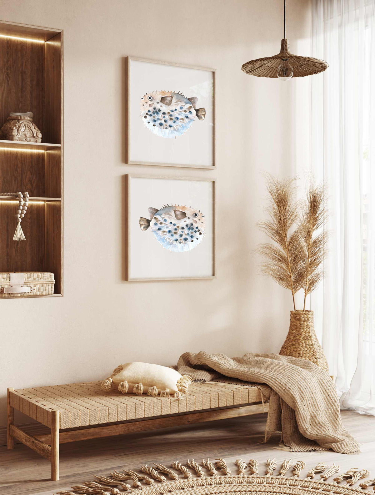 Tropical Puffer Fish Set of 2 Prints