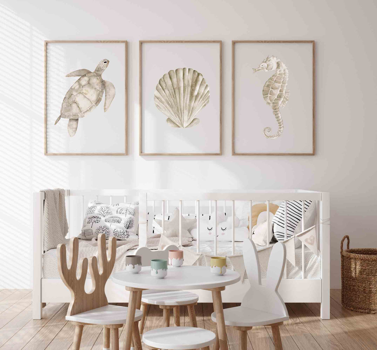 Sea Turtle, Shell &amp; Seahorse Coastal Wall Art