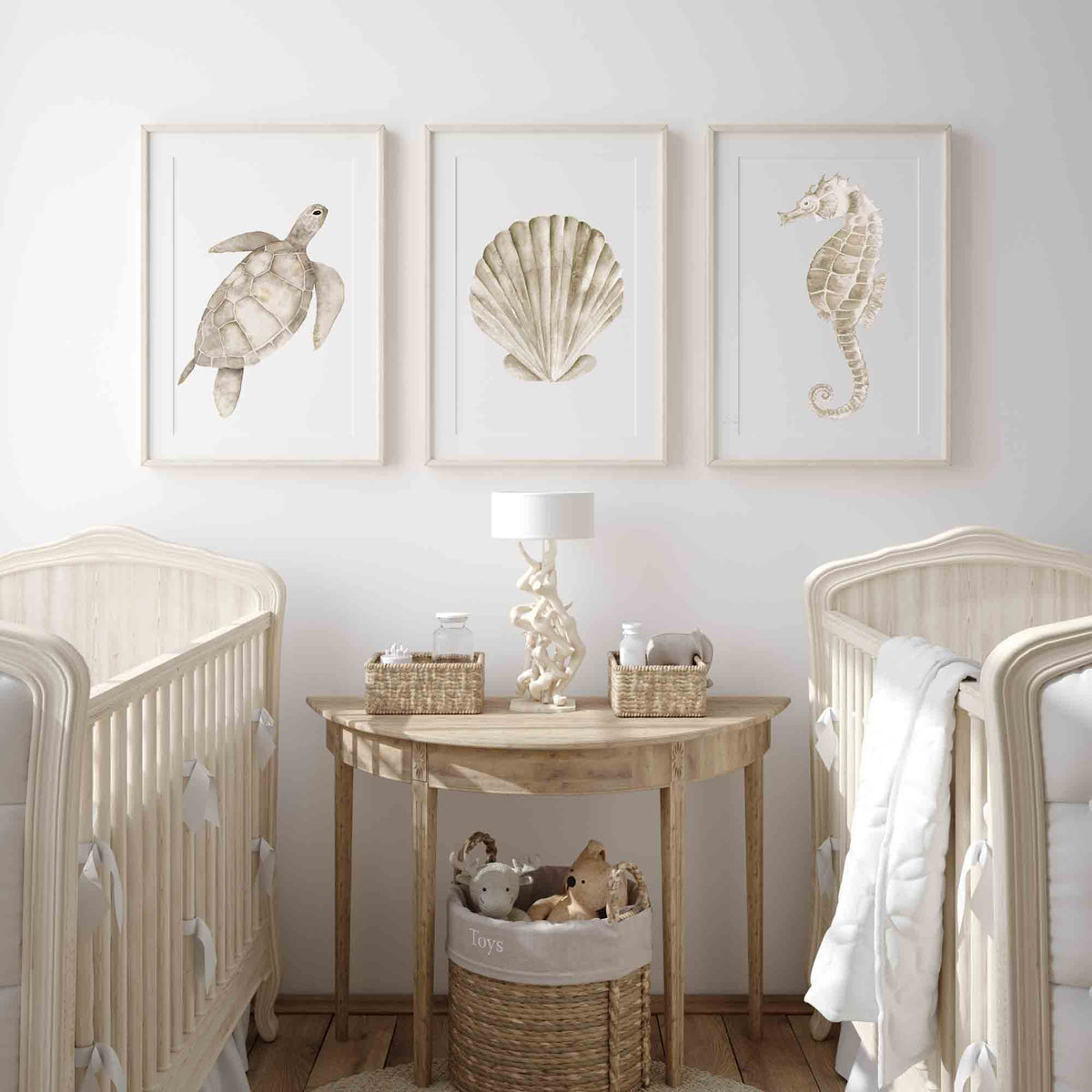 Sea Turtle, Shell &amp; Seahorse Coastal Wall Art