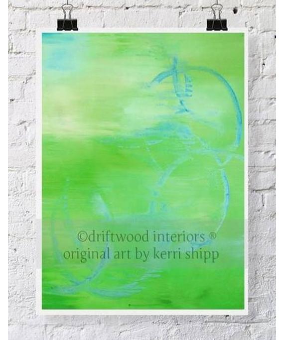 Abstract art print in green - In Motion II by Kerri Shipp - Driftwood Interiors