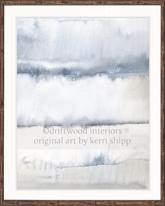 Designer Boys Art - After the Rain I Abstract Wall Art Print in brown bamboo frame  by Kerri Shipp 