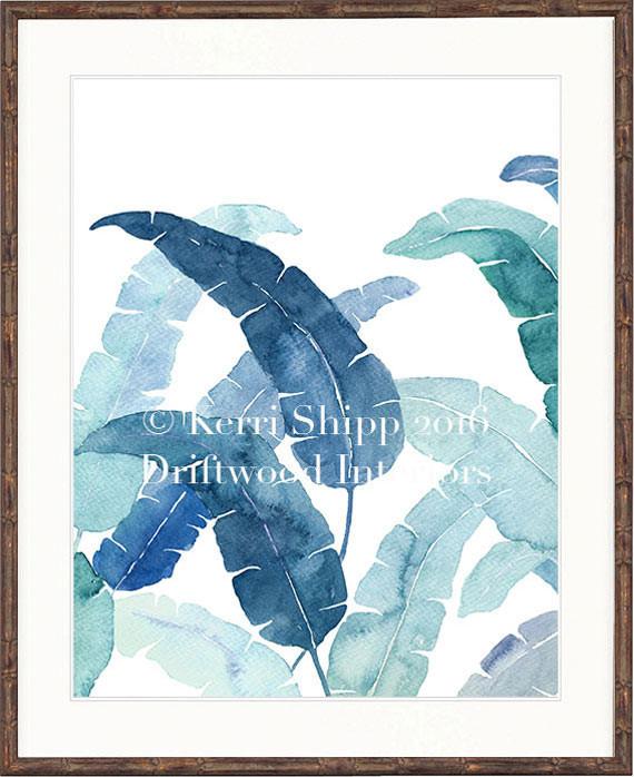 Banana Palm Leaf IV in Blue - Driftwood Interiors