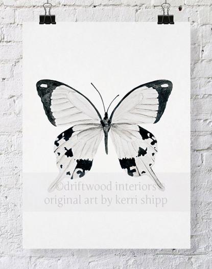 Butterfly in Black and White - "The Monarchist" - Driftwood Interiors