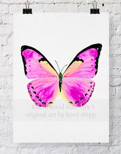 Butterfly Art in Rose Pink unframed - Driftwood Interiors
