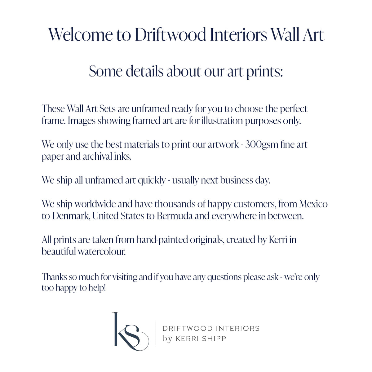 Driftwood Interiors Wall Art Prints - About our Artwork