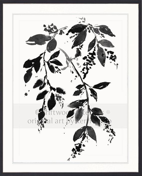 Black and White Art | Monochrome Floral II Wall Art in black timber frame - Driftwood Interiors