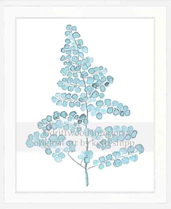 Pale Blue Foliage III - Driftwood Interiors