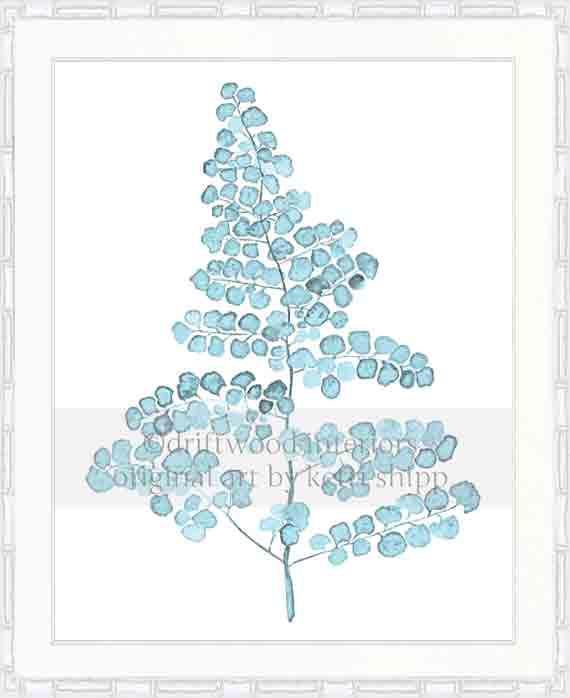 Pale Blue Foliage III - Driftwood Interiors