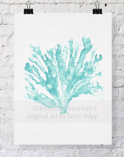 Coral Wall Art Print - Sea Coral In Woodlawn Green by Kerri Shipp for Driftwood Interiors