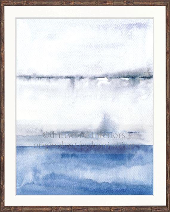 Abstract wall art print in brown bamboo frame Kerri Shipp Driftwood Interiors 