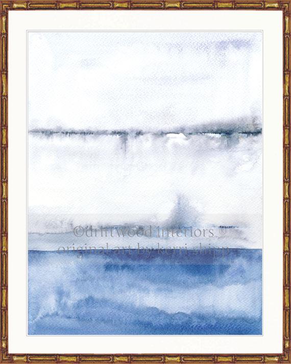 Abstract wall art print in gold bamboo frame Kerri Shipp Driftwood Interiors 