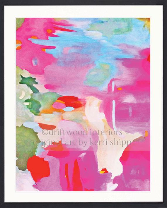 Abstract Wall Art Print - Colourful Abstract Artwork in black timber frame by Driftwood Interiors 