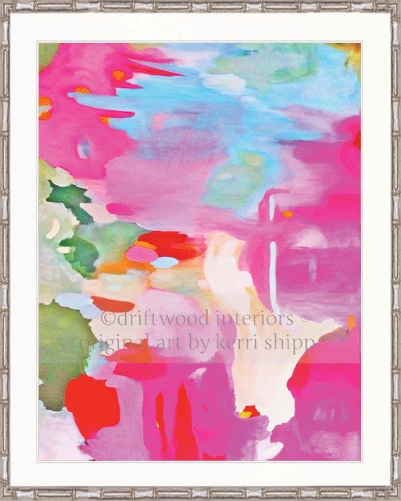 Abstract Wall Art Print - Colourful Abstract Artwork in silver bamboo frame by Driftwood Interiors 