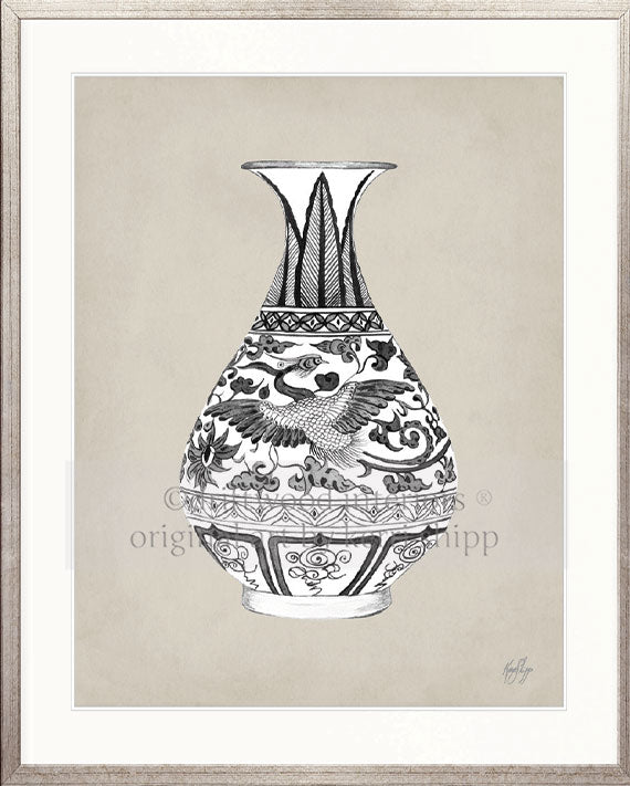 Designer Boys Art - Amesbury Decorative Vase XX Art Print in Silver Square Frame Driftwood Interiors