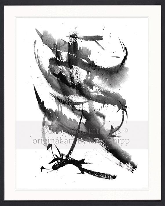 Black and White Abstract Print &#39;Monochrome II&quot;