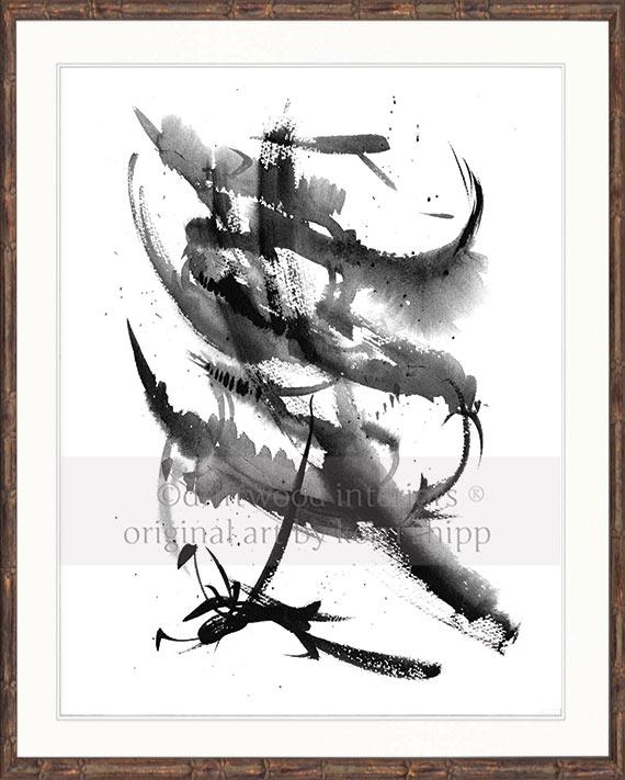 Black and White Abstract Print &#39;Monochrome II&quot;