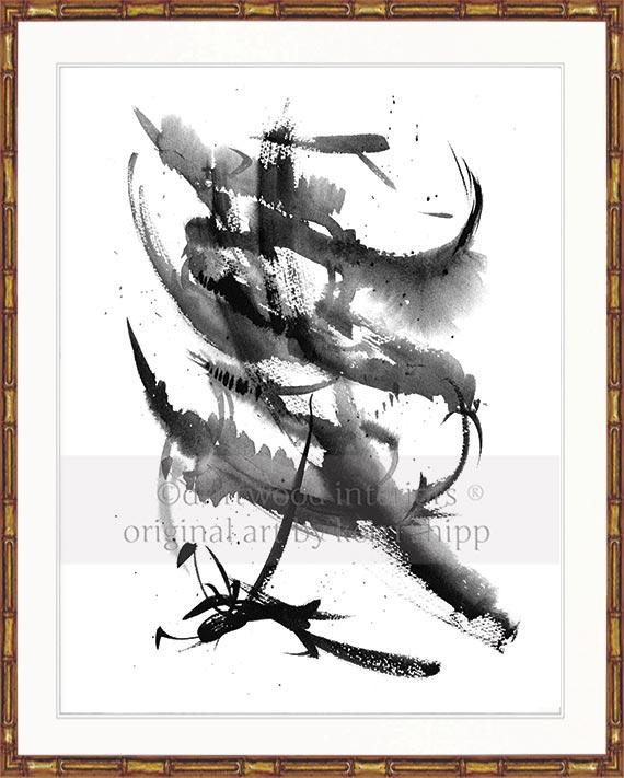 Black and White Abstract Print &#39;Monochrome II&quot;