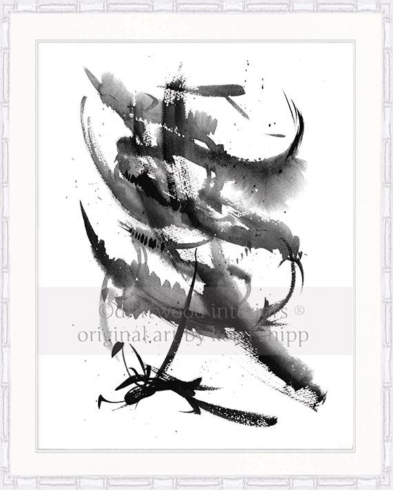 Black and White Abstract Print &#39;Monochrome II&quot;