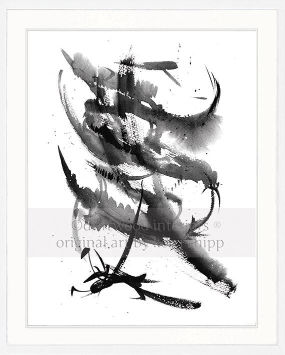 Black and White Abstract Print &#39;Monochrome II&quot;