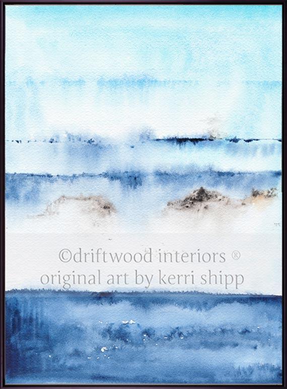Stretched Canvas Art Print in Blue - &#39;Coastal Calm II&#39; - Driftwood Interiors