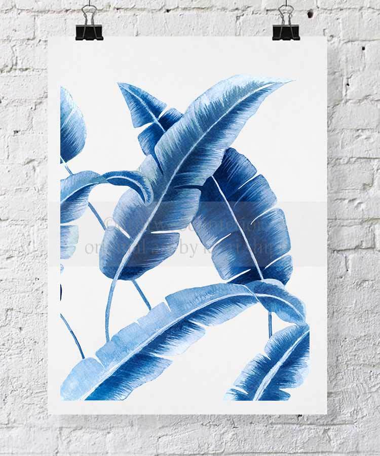 Banana Leaf III in Blue - Driftwood Interiors