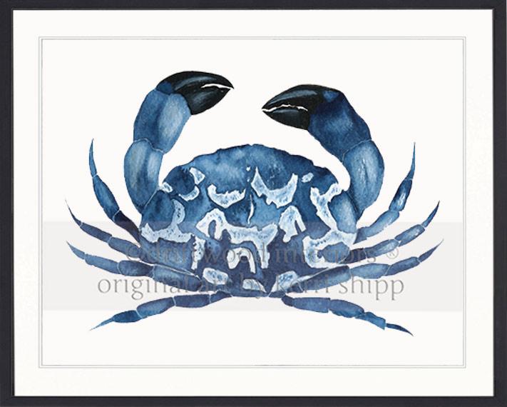 Blue Crab Watercolour Print